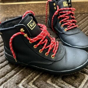 Keds Black High-Top Boots with Red Laces